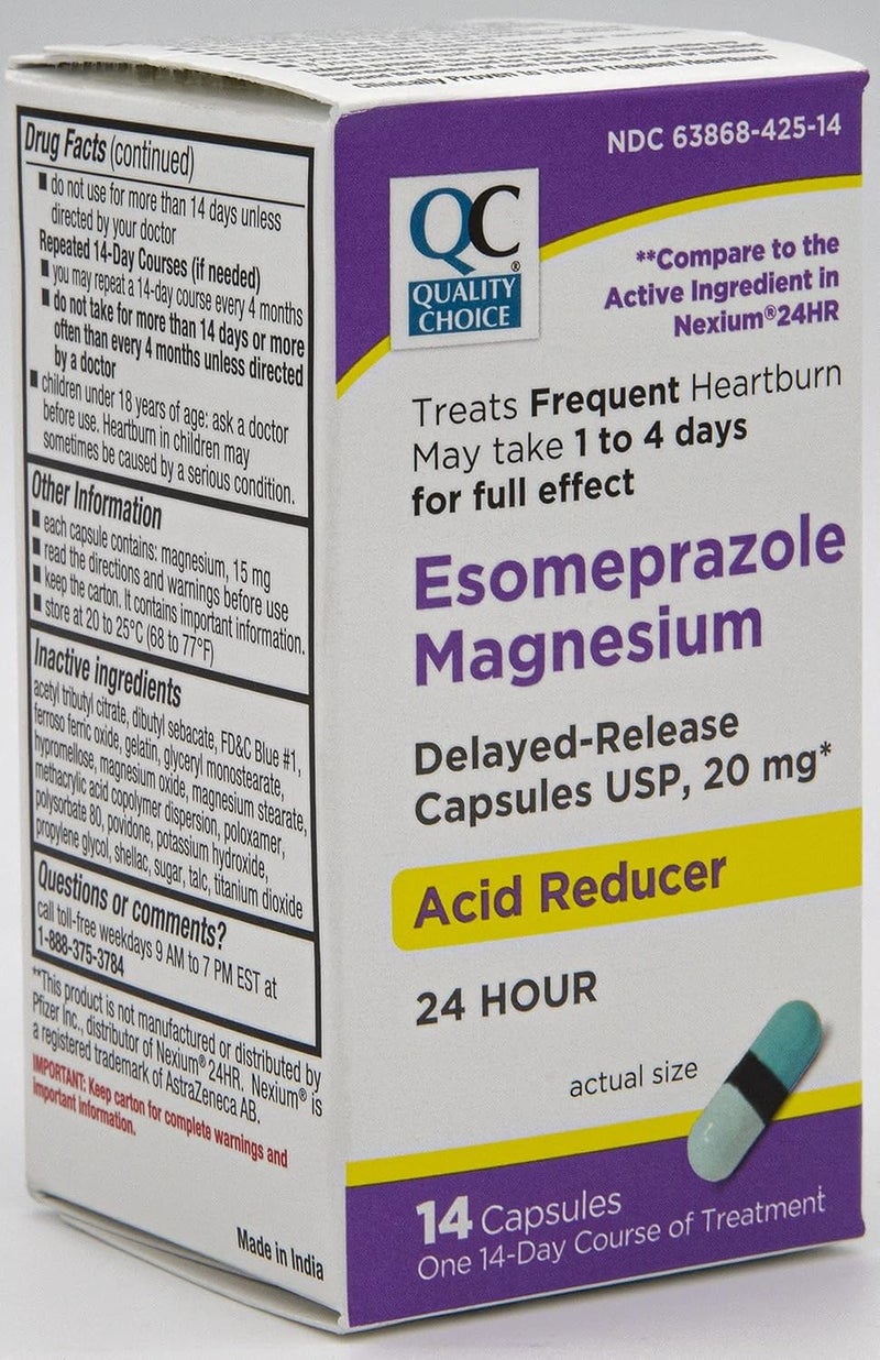 Quality Choice Esomeprazole Magnesium 20 mg Acid Reducer  Heartburn Relief Delayed Release Capsules for 24 Hour All Day and Night Protection 14 Count - Image 4