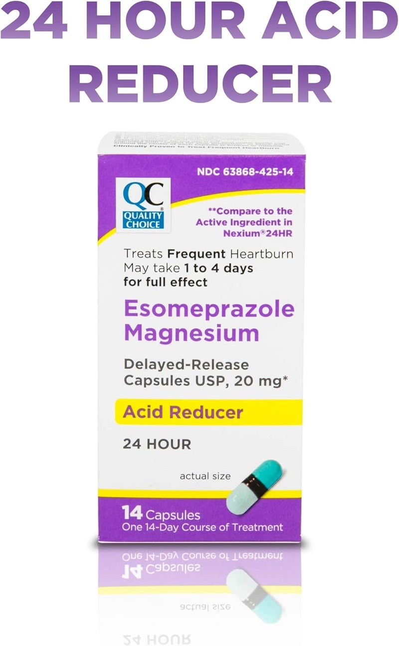 Quality Choice Esomeprazole Magnesium 20 mg Acid Reducer  Heartburn Relief Delayed Release Capsules for 24 Hour All Day and Night Protection 14 Count - Image 2