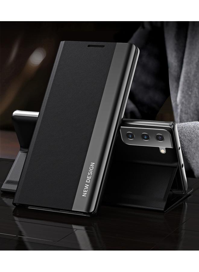 S-TOP Case For Samsung Galaxy S21+ 5G Side Electroplated Magnetic Ultra-Thin Horizontal Flip Leather Case with Holder - Image 1