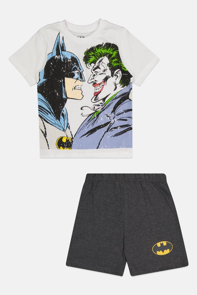 Batman Toddlers Boy 2Pcs Graphic Print T-shirt And Short Sleepwear Set, Multicolor - Image 1
