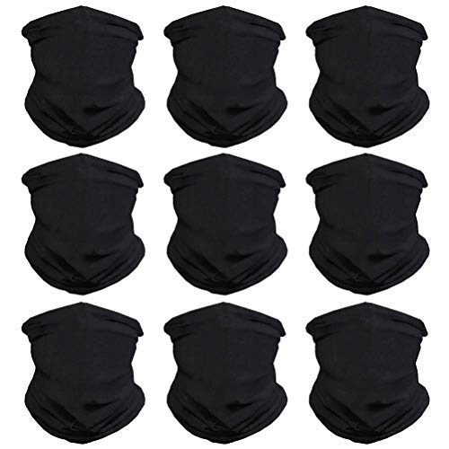 VCZUIUC Headwear Bandana Head Wrap Face Scarf Mask Neck Warmer Balaclava for Sports (One Size, 9PCS Black) - Image 5