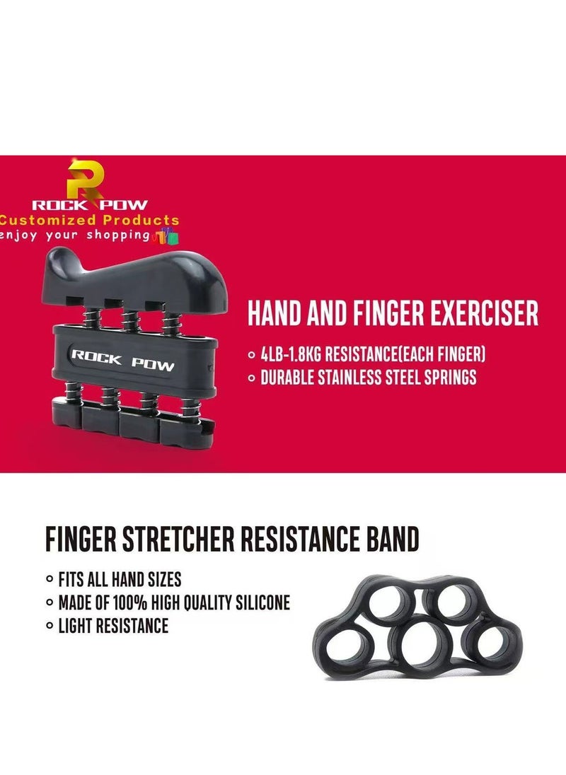Rock Pow Hand Grip Strengthener Workout Kit 5 Pack, Forearm Grip Adjustable Resistance Hand Gripper, Finger Exerciser, Finger Stretcher, Grip Ring.  - Image 4