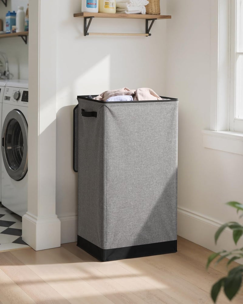 SOLEDI Laundry Hamper with Lid 100L Large & Tall Collapsible Laundry Basket, Clothes Hamper with Bag Removable Easy to Carry, Dirty Hampers for Bedroom, Bathroom, Dorm, College, Grey - Image 2