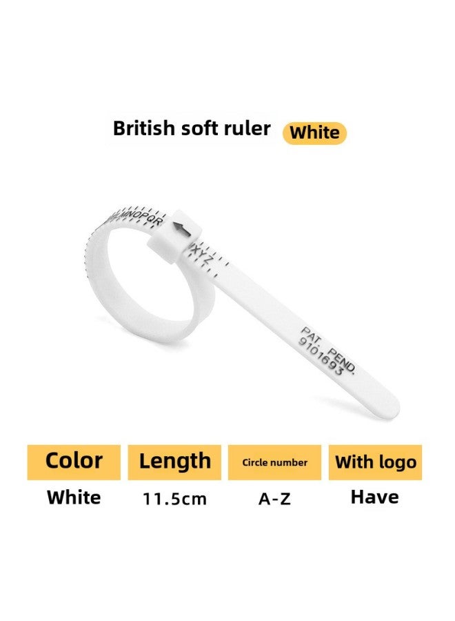 Ring Measuring Belt US, Hong Kong, Japan, And England Finger Circumference Measuring Ruler Ring Soft Ruler Ring Size Screening Products-Model:White English Ring Ruler [with Patent]]  - Image 1