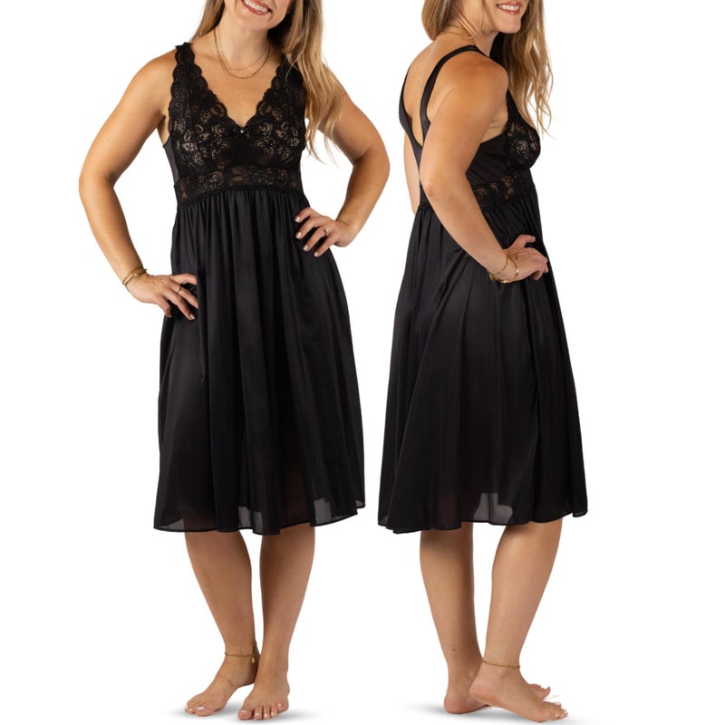 Shadowline Women’s Short Lace Bodice Nightgown 40” Length Sleeveless Gown - Image 3