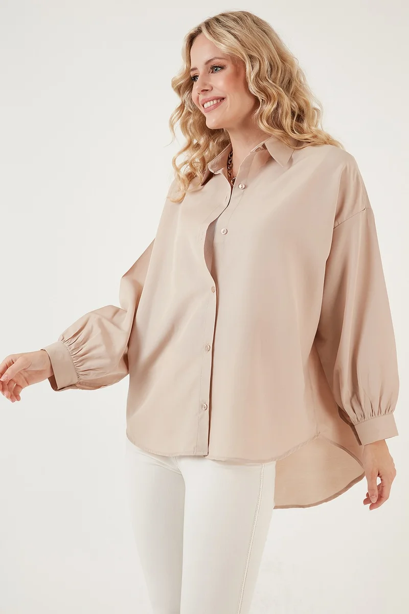 ليلا Cotton Comfortable Cut Poplin Shirt Women's Shirt 6234788