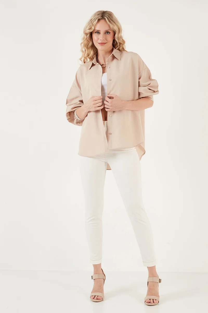 ليلا Cotton Comfortable Cut Poplin Shirt Women's Shirt 6234788