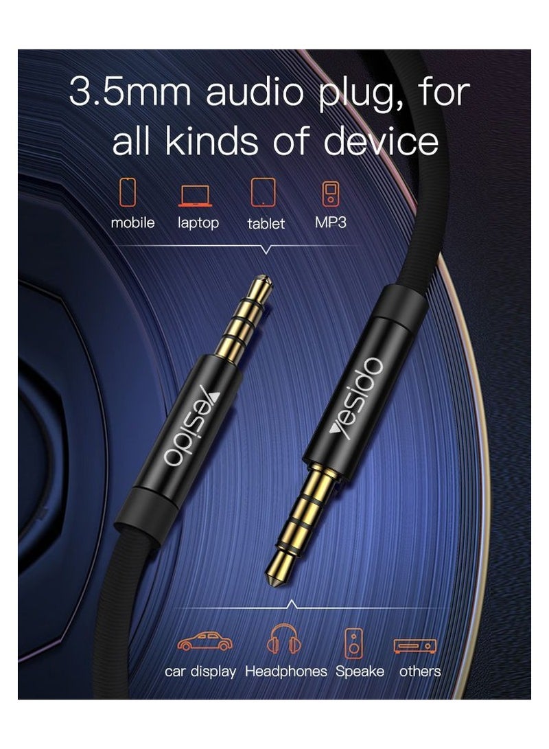 Yesido YAU14 1m Nylon Braided 3.5Mm To 3.5Mm Jack plug Speakers Music Connection Aux Auxiliar Audio Cable - Image 3