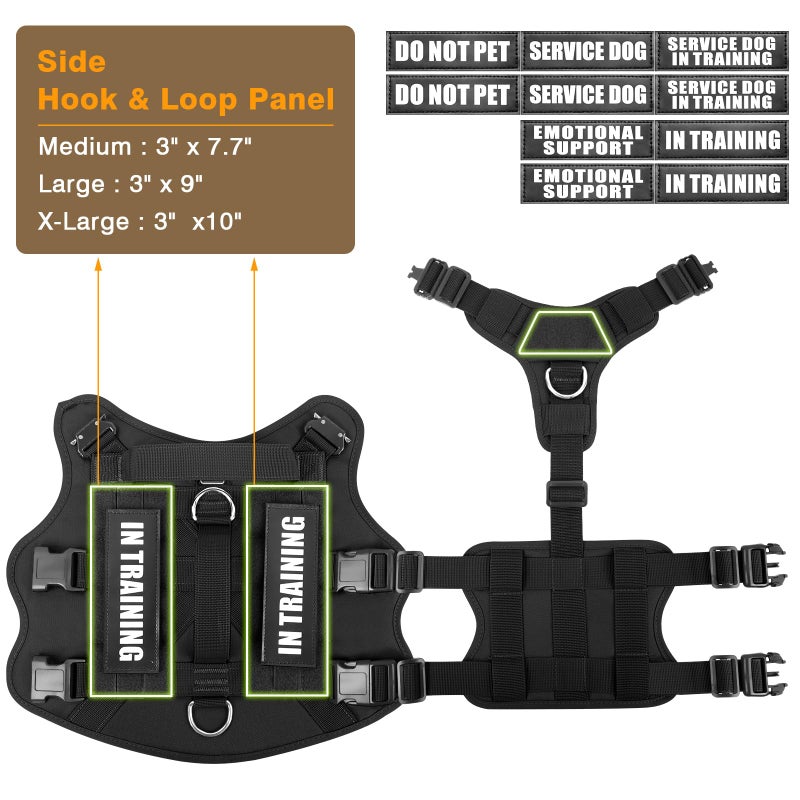 WINSEE Service Dog Vest Harness for Medium Dog, Tactical Working MOLLE Vest with 10 Pet Patches, No Pull Heavy Duty Harness for Training Walking - Image 5