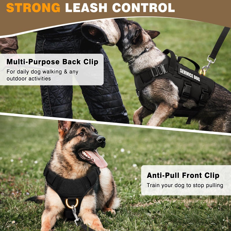 WINSEE Service Dog Vest Harness for Medium Dog, Tactical Working MOLLE Vest with 10 Pet Patches, No Pull Heavy Duty Harness for Training Walking - Image 4