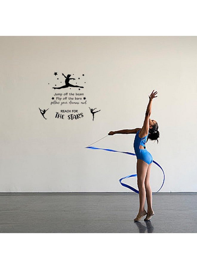 SUPERDANT Gymnastics Quote Wall Stickers Girl's Vinyl Bedroom Wall Decor Motivational Gymnastics Text Follow Your Dreams and Reach for The Stars Gymnast Wallpaper Decal for Girl Bedroom Training Room - Image 4