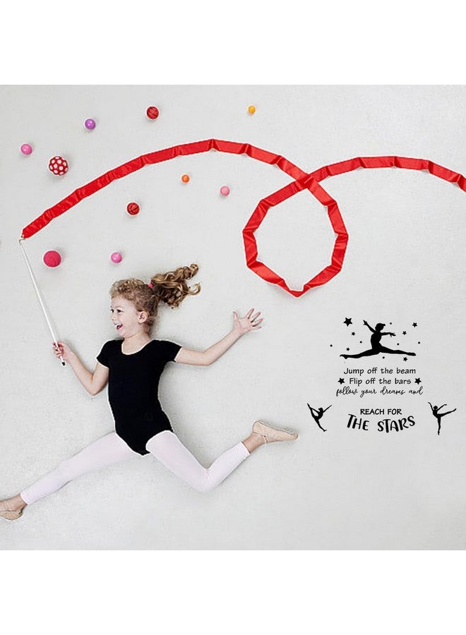 SUPERDANT Gymnastics Quote Wall Stickers Girl's Vinyl Bedroom Wall Decor Motivational Gymnastics Text Follow Your Dreams and Reach for The Stars Gymnast Wallpaper Decal for Girl Bedroom Training Room - Image 5