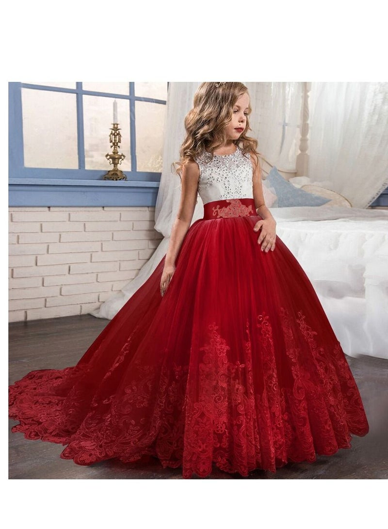 Fashionable Cute Girls Dresses Red 