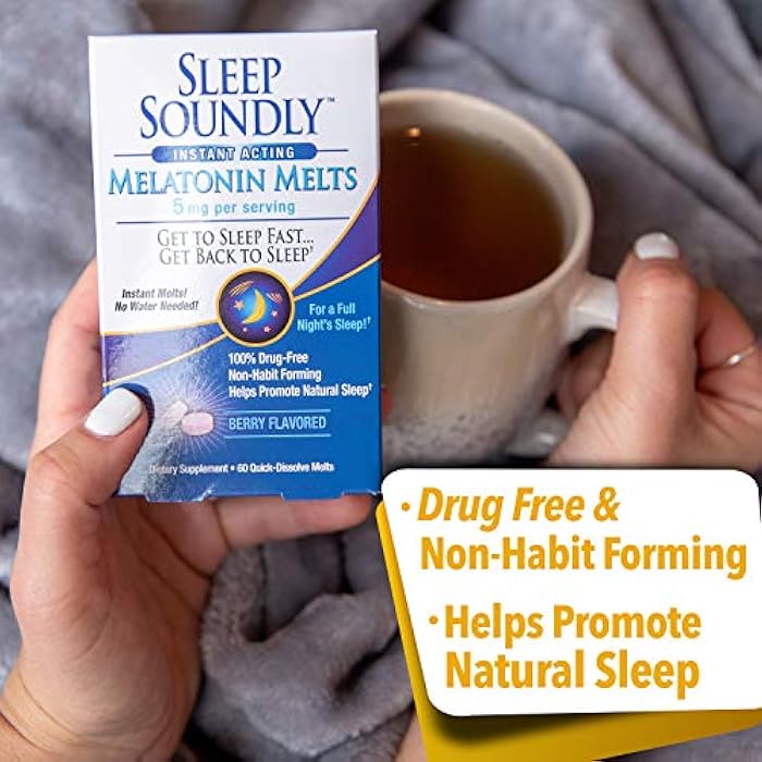 WINDMILL Sleep Soundly Melatonin Melts 5 mg Berry Flavor, Night time Sleeping Aid for Adults, Fast Acting Sleep Formula, 60 Count, White - Image 4