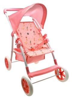dolls world Dolls World Deluxe 4-Wheel Folding Stroller | Fits Dolls Up to 22" (56cm) | Pretend Play Pushchair for Kids Age 3+ | Peterkin  - Image 1