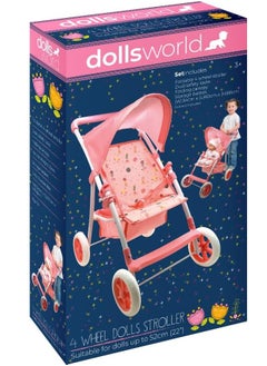 dolls world Dolls World Deluxe 4-Wheel Folding Stroller | Fits Dolls Up to 22" (56cm) | Pretend Play Pushchair for Kids Age 3+ | Peterkin  - Image 3