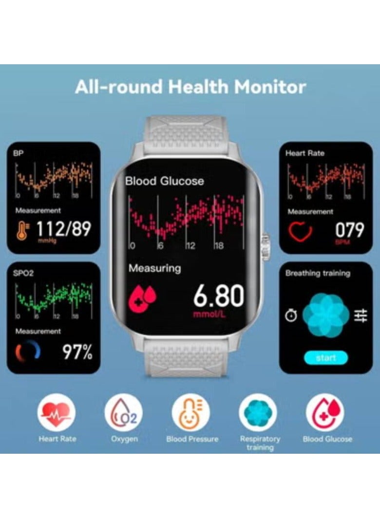 Smartwatch Blood Glucose Monitor for Men and Women Health and Fitness Watch with Sleep and Pressure Tracker for Android and iOS - Image 3