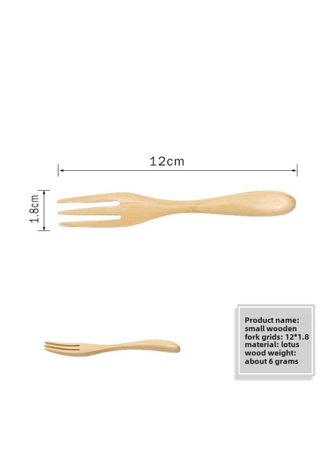 Wholesale Children's Wooden Spoon Baby Training Spoon Eco-friendly Lotus Wood Complementary Spoon Twist Spoon Fork Combination Soup Spoon Rice Spoon-Specifications:12x1.8&(fork)  - Image 1