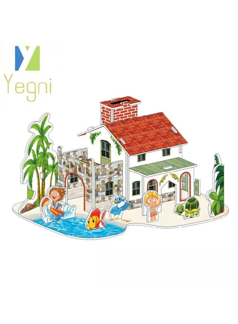 Yegni 4Pcs Children's Parent-child Toy Building House Handmade Educational 3D Puzzle Paper Model Gift Assembly Interactive Parent-child Toy - Image 2
