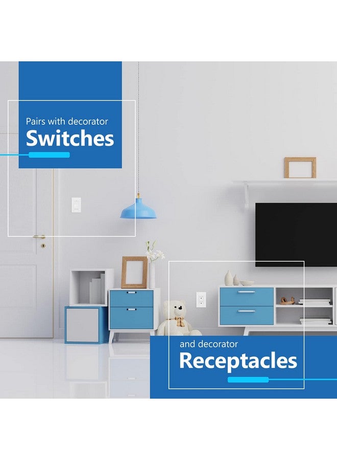 LIDER Matte Finish Decorator Switch Cover, Screwless Wall Plate, Mid-Size 1-Gang 4.88" x 3.11", Unbreakable Polycarbonate Thermoplastic, UL Listed, LSWP-31M-W10P, White, 10 pack - Image 3