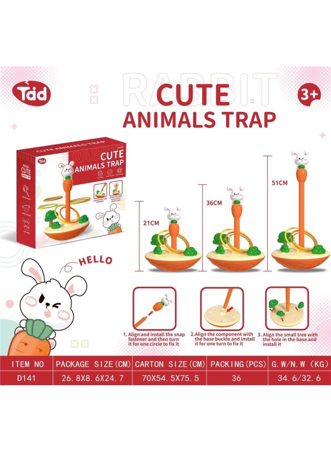Cross-mirror Swing Chicken Throwing Ring Toy With Music Retractable Long And Short Electric Shake Puzzle Interactive Game Toy-Color:Swinging Ring Rabbit  - Image 1