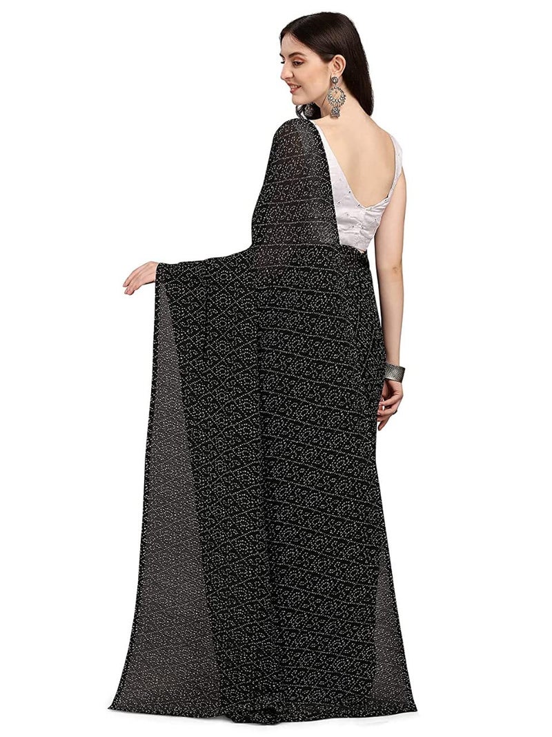 Shiv Textiles Women's Plain Pure Georgette Full Crushed Saree (CRSH-Black 1) - Image 5