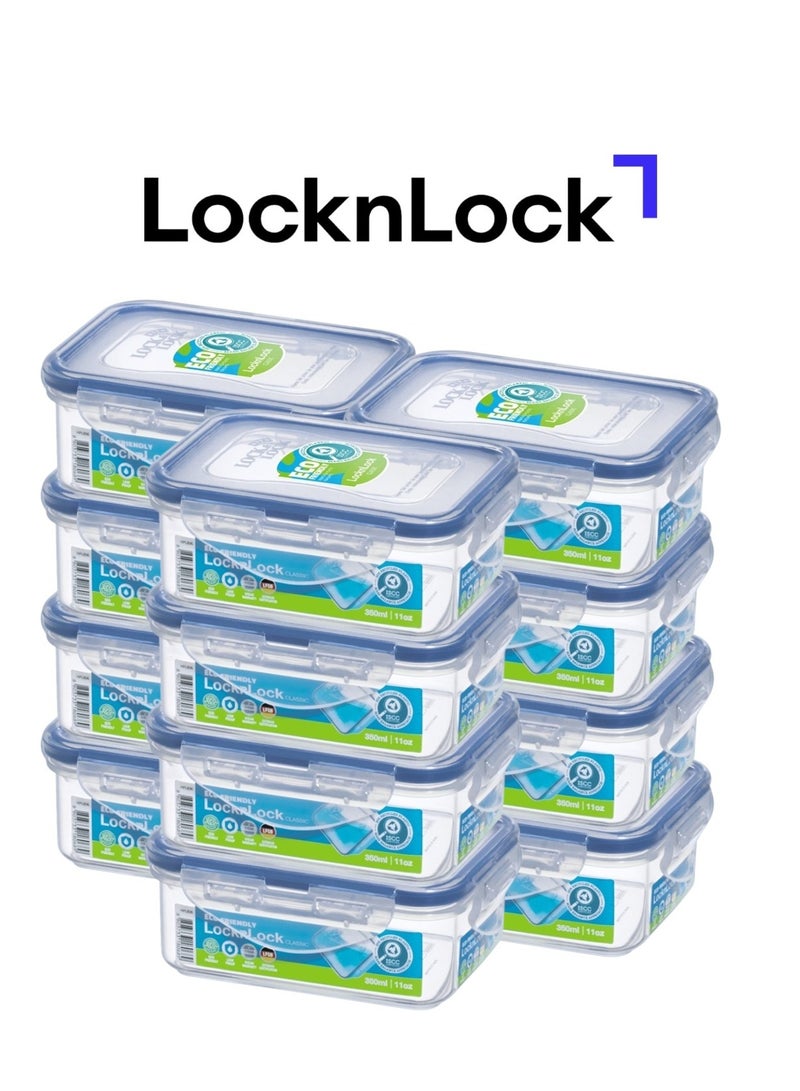 LocknLock 350ml Rectangular Food Container (Pack of 12) – Airtight, BPA-Free, Microwave, Freezer & Dishwasher Safe