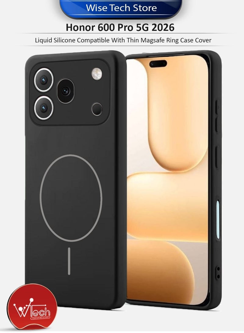 Wtech Honor 600 Pro 5G 2026 Premium Liquid Silicone Compatible With Thin Magsafe Ring Case Cover (MCMPMN) - Black & [2 PACK] Honor 600 5G 2026 Premium E2E Series Full Glue Full Cover Tempered Glass Screen Protector (MSGECN) - Clear/Black Bundle - Image 2