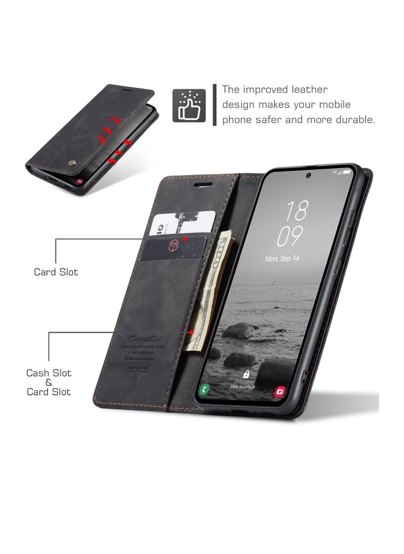 Aookay For Samsung Galaxy A55 5G Phone Case, Leather Wallet Phone Case, Flip Fold Phone Case with Card Slots and Magnetic Closure, Shockproof and Anti-collision Phone Protective Case (Black)  - Image 4