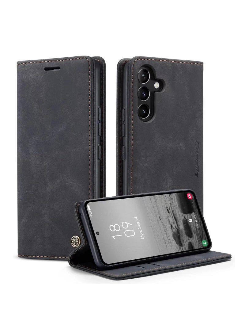 Aookay For Samsung Galaxy A55 5G Phone Case, Leather Wallet Phone Case, Flip Fold Phone Case with Card Slots and Magnetic Closure, Shockproof and Anti-collision Phone Protective Case (Black)  - Image 1