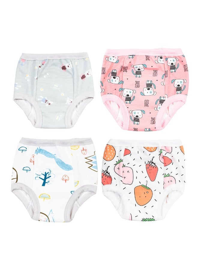 JZS Baby Training Underwear, 4 Pack Potty Training Pants Reusable Cotton Absorbent Training Underwear for Toddler Boy and Girls - Image 1