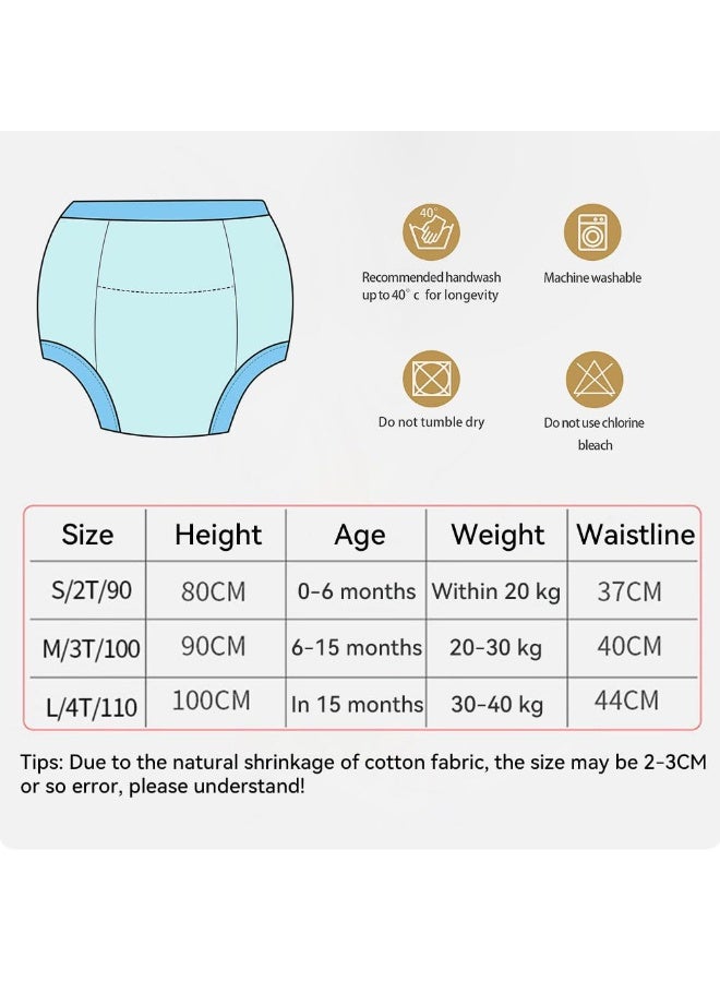 JZS Baby Training Underwear, 4 Pack Potty Training Pants Reusable Cotton Absorbent Training Underwear for Toddler Boy and Girls - Image 2