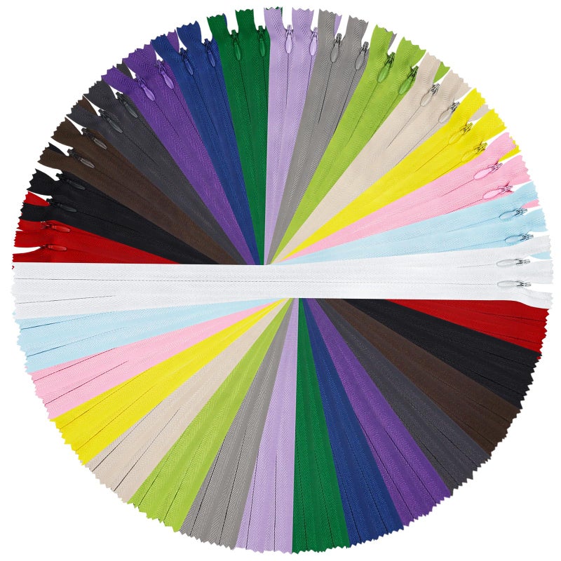 DOITEM 8 10 12 16 20 24 Inch Multicolor Nylon Coil Zippers for Sewing and Crafts 15 Colors 10inch - Image 3