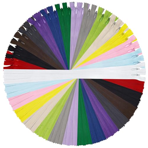 DOITEM 8 10 12 16 20 24 Inch Multicolor Nylon Coil Zippers for Sewing and Crafts 15 Colors 10inch - Image 1