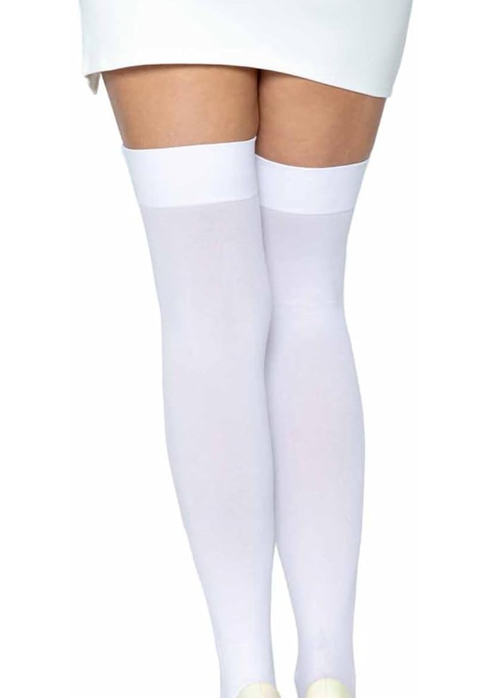 Leg Avenue Women's Solid Hue Thigh Highs in White - Size 1X - Image 2