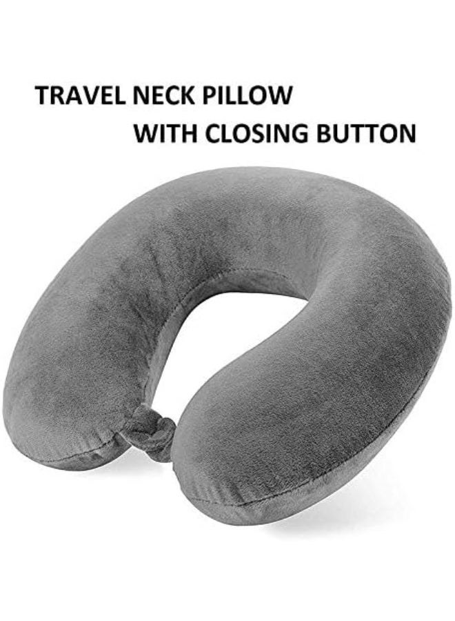 مخدة رقبة للسفر للجنسين - شكل U بخامة مايكروفايبر ناعمة متعددة الاستخدامات - رمادي - Image 5