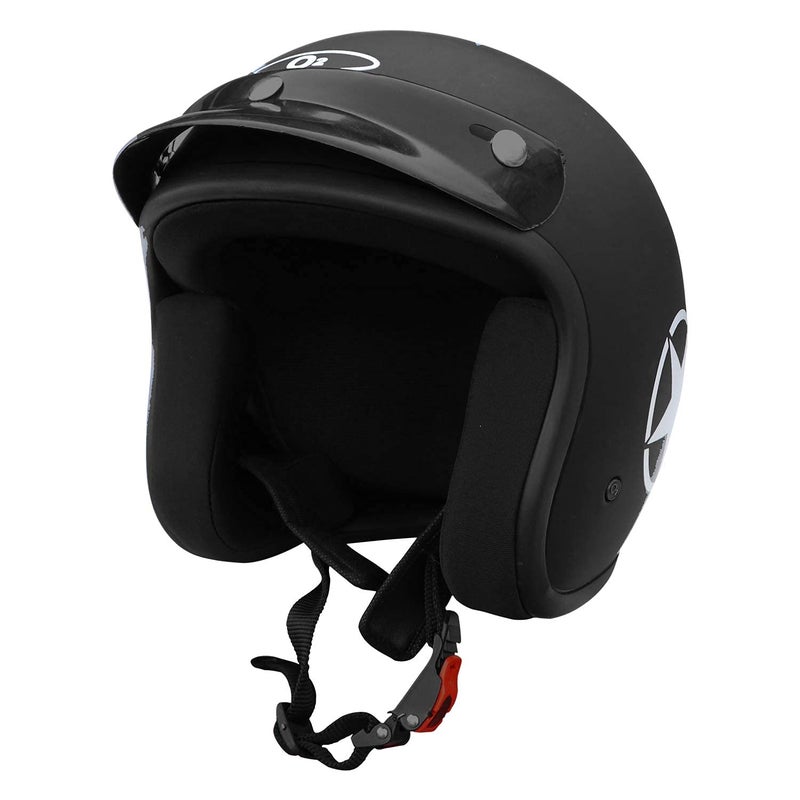 O2+ O2 STAR PEARL Open Face ABS Helmet with Quick-Release Adjustable Strap, Sturdy Head Protector, Safety Helmet for Bike (Medium Size, Black) - Image 1