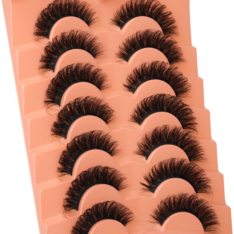 JIMIRE Mink Lashes Natural Fluffy False Eyelashes Volume Wispy 15MM Thick Fake Lashes Look Like Eyelash Extensions PestaÃ±as 7 Pairs Pack - Image 5