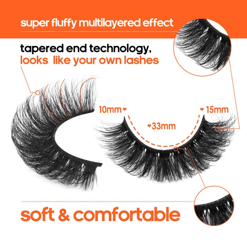 JIMIRE Mink Lashes Natural Fluffy False Eyelashes Volume Wispy 15MM Thick Fake Lashes Look Like Eyelash Extensions PestaÃ±as 7 Pairs Pack - Image 2