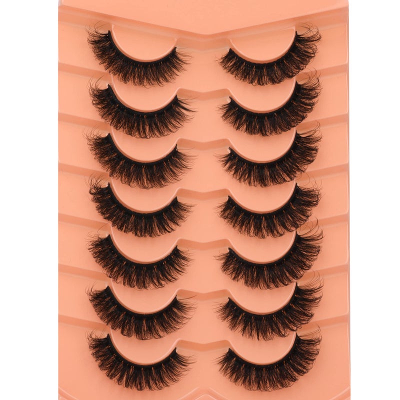 JIMIRE Mink Lashes Natural Fluffy False Eyelashes Volume Wispy 15MM Thick Fake Lashes Look Like Eyelash Extensions PestaÃ±as 7 Pairs Pack - Image 1