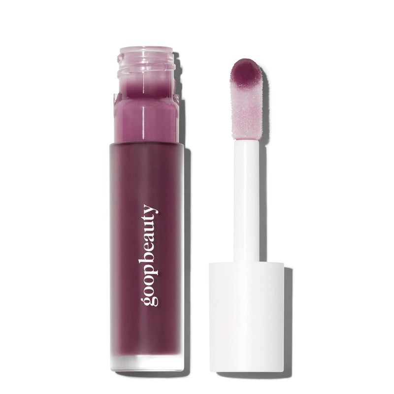 goop Beauty HydraBarrier Gel Gloss  Hydrating Lip Gloss to Moisturize  Plump Lips  Hyaluronic Acid  Vitamin E  Fig  Sheer Aubergine  013 oz