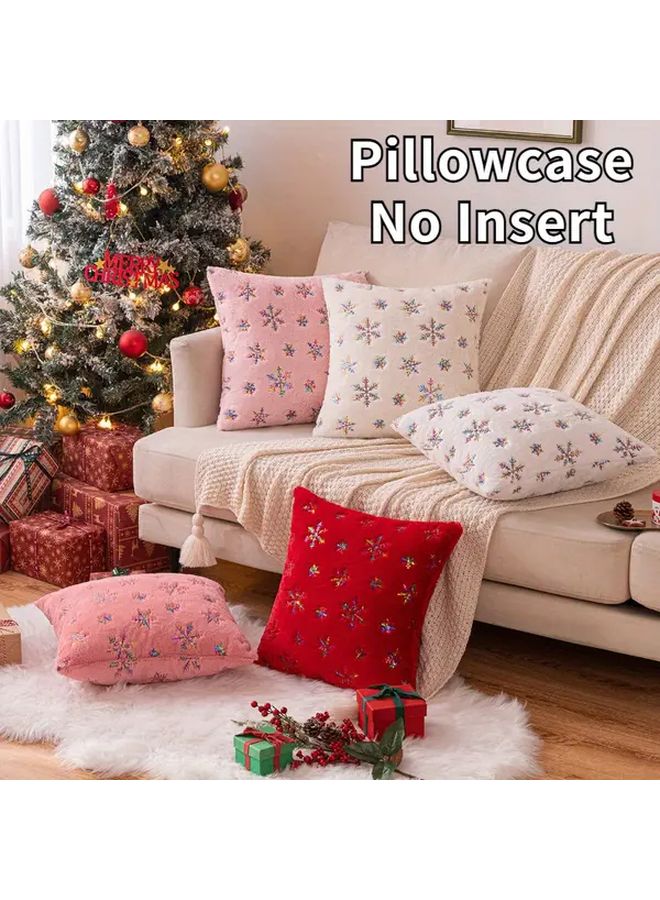 Ivy White Christmas Snowflake Pillow Cover 17.72in Soft Couch Bed Decorative Cushion - Image 2