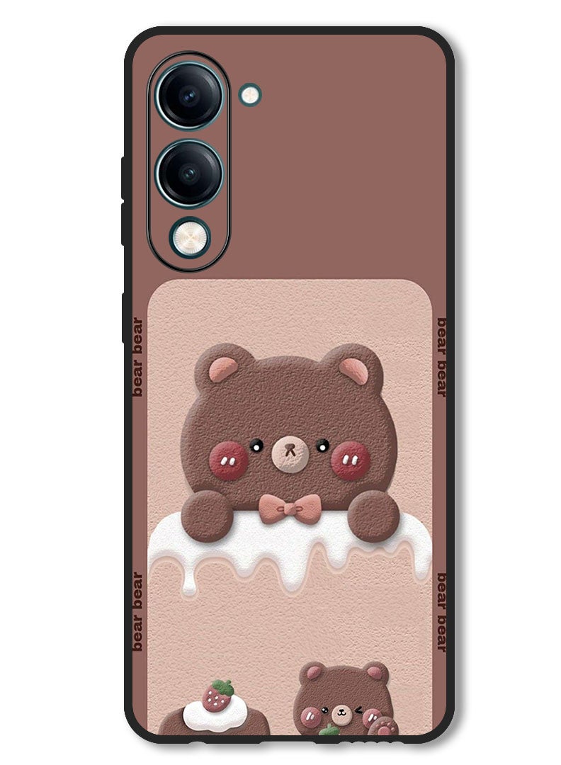 Theodor Case Compatible with Vivo Y29s Protection Shockproof Bumper Cover Bear Strawberry - Image 1