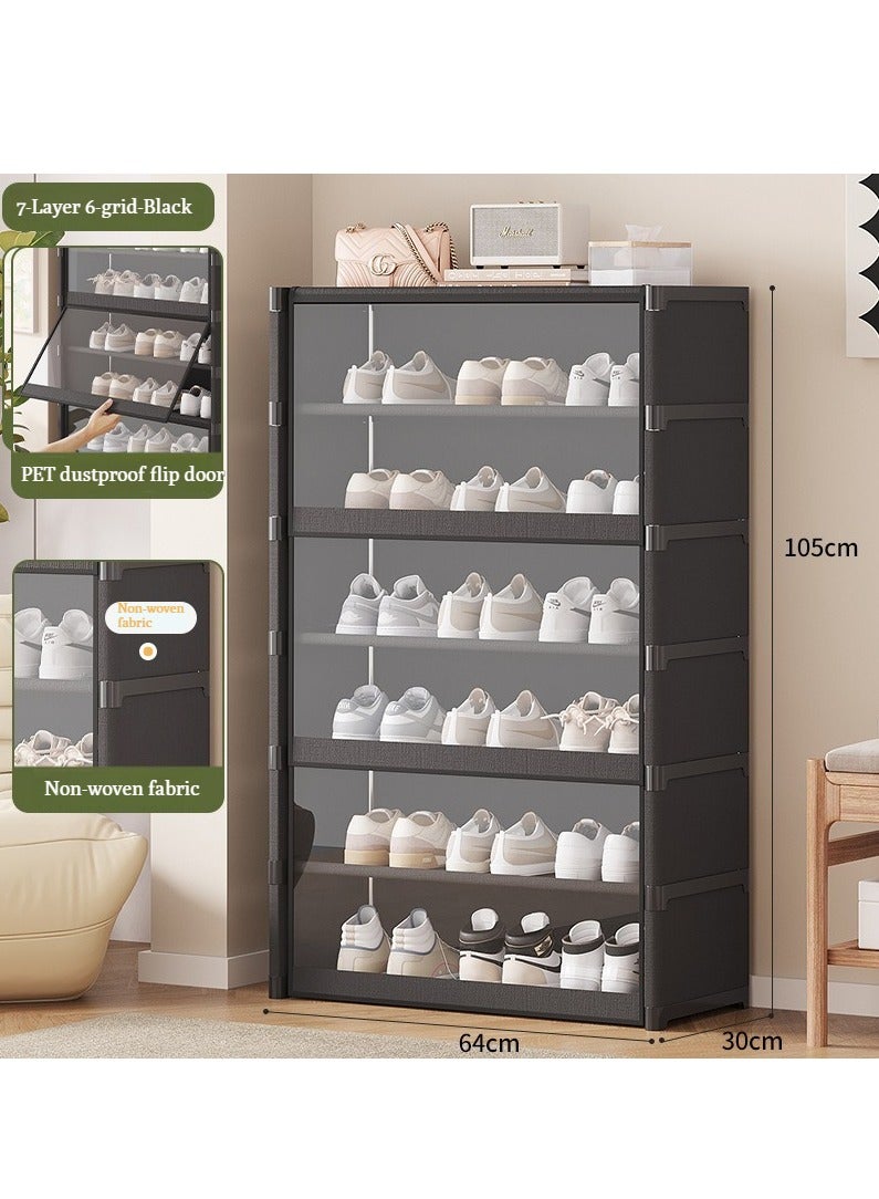 XiuWoo Shoes Cabinet 7 Tier Shoes Organizer,Shoes Storage,Vertical Shoes Rack For Small Spaces, Tall Narrow Shoes Cabinet Organizer For Closet Entryway,free Stacking Diy, Free Design To Save Space Shoe Shelf 64*30*105cm - Image 2