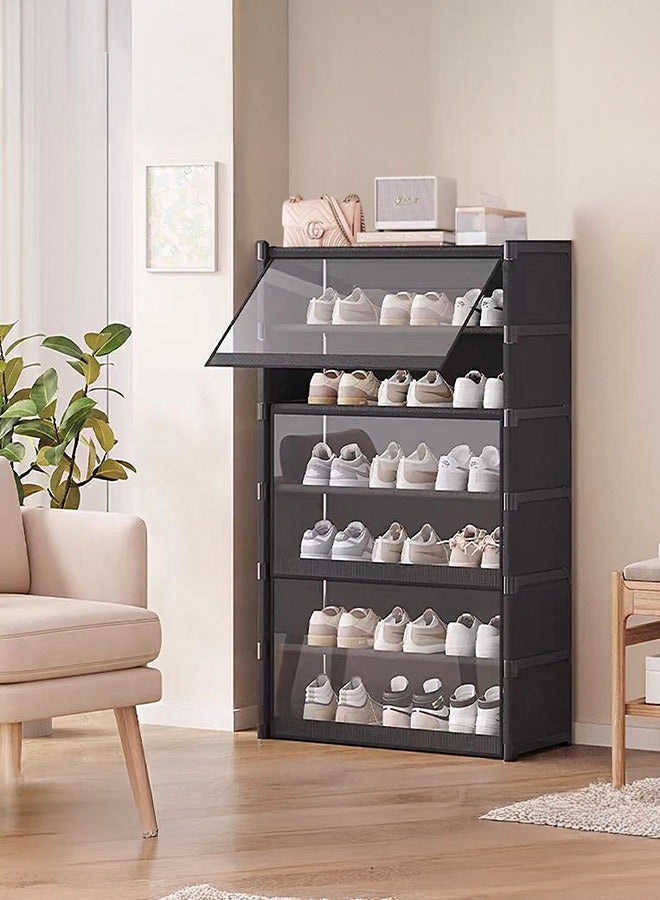 XiuWoo Shoes Cabinet 7 Tier Shoes Organizer,Shoes Storage,Vertical Shoes Rack For Small Spaces, Tall Narrow Shoes Cabinet Organizer For Closet Entryway,free Stacking Diy, Free Design To Save Space Shoe Shelf 64*30*105cm - Image 1