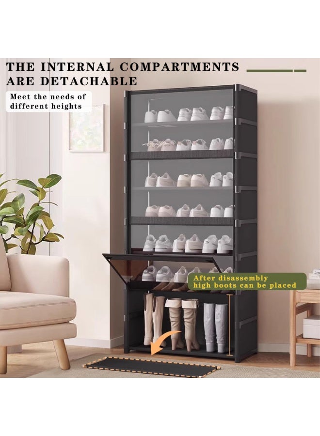XiuWoo Shoes Cabinet 7 Tier Shoes Organizer,Shoes Storage,Vertical Shoes Rack For Small Spaces, Tall Narrow Shoes Cabinet Organizer For Closet Entryway,free Stacking Diy, Free Design To Save Space Shoe Shelf 64*30*105cm - Image 5
