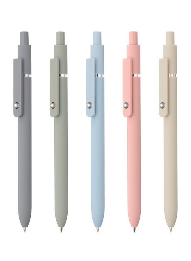 Muyixin 5 Packs Cute Gel Pens, Retractable Quick Dry Gel Ink Pen, Fine Point 0.5mm Black Ink Rolling Ball Gel Pens, Smooth Writing Aesthetic Pens For Home School Office Supplies - Morandi Color  - Image 1