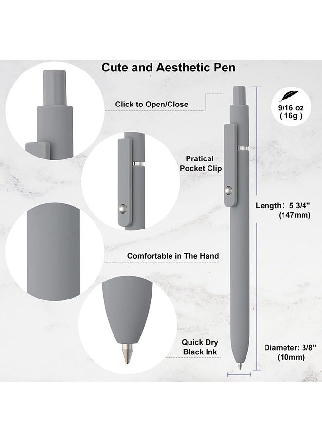 Muyixin 5 Packs Cute Gel Pens, Retractable Quick Dry Gel Ink Pen, Fine Point 0.5mm Black Ink Rolling Ball Gel Pens, Smooth Writing Aesthetic Pens For Home School Office Supplies - Morandi Color  - Image 3