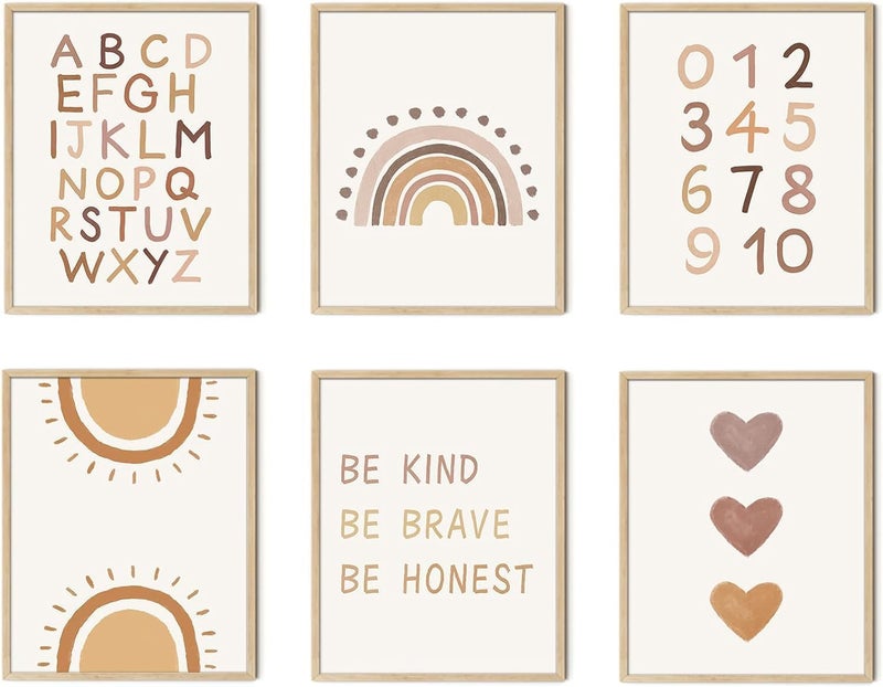 LIYAOLI Boho Nursery Decor You Are My Sunshine Unframed Art Prints Decor 8 x10 inch Set of 6 Boho Rainbow Decor for Girls Bedroom Alphabet Watercolor playroom Abc wall decor - Image 1