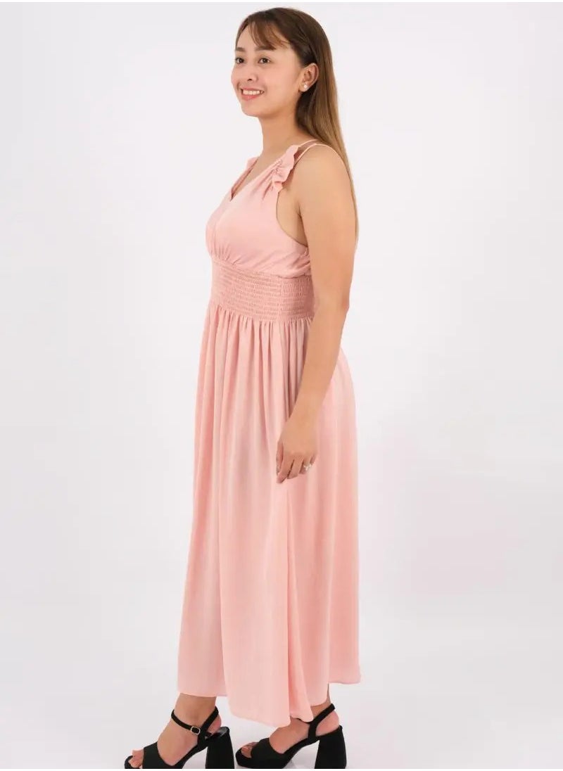 ONLY - Women’s Elastic Waist Pleated Maxi Dress in Mellow Rose - Image 1